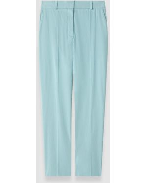 JOSEPH Coleman Long Light Cotton Trousers - Blue