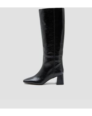 JOSEPH Bottes Montantes En Cuir Verni À Talon - Noir