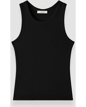 JOSEPH Yeux Cotton Rib Vest - Black