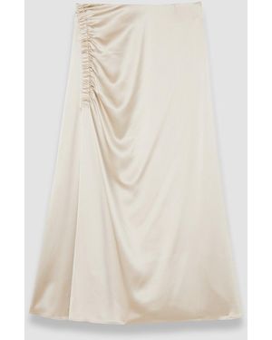 JOSEPH Andrea Ruched Silk Satin Skirt - White