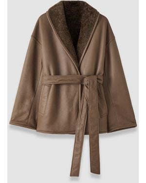 JOSEPH Manu Textured Shearling Jacket - Brown