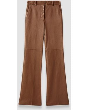 JOSEPH Tafira Leather Stretch Trousers - Brown