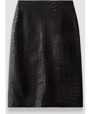 JOSEPH Bretton Embossed Woven Leather Skirt - Black