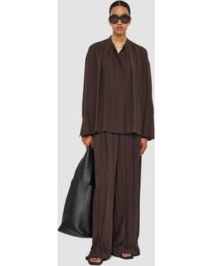 JOSEPH Malte Airy Plissé Blouse - Brown