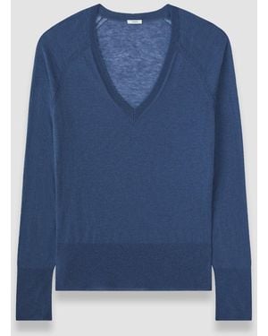 JOSEPH Cetus Cashair V Neck Jumper - Blue