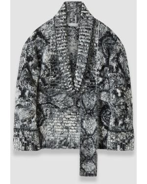 JOSEPH Pilsley Fluffy Alpaca Snake Cardigan - Blue