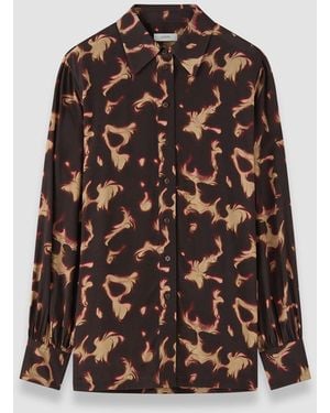 JOSEPH Rieu Tortoiseshell Crepe Blouse - Brown