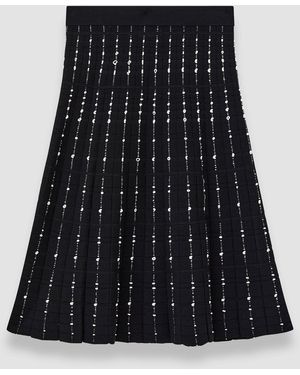 JOSEPH Fragmented Stripes Knee Length Skirt - Black