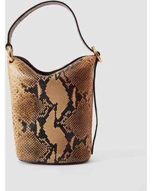 JOSEPH Mini Bucket Snake Leather Bag - Brown
