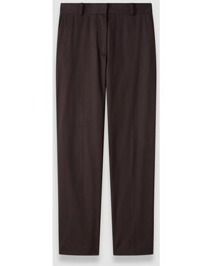 JOSEPH Coleman Long Light Cotton Trousers - Brown
