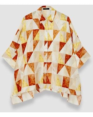 JOSEPH Arcole Marble Print Silk Shirt - White