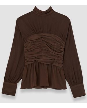 JOSEPH Rachel Crepe De Chine Silk Blouse - Brown