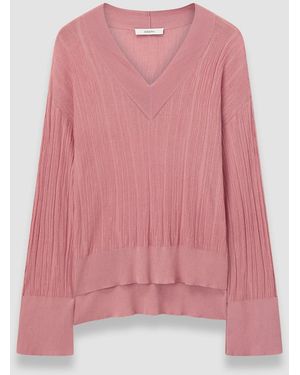 JOSEPH Jardin Silk Cotton Rib Jumper - Pink