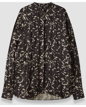 JOSEPH Millie Printed Crinkle Blouse - Black