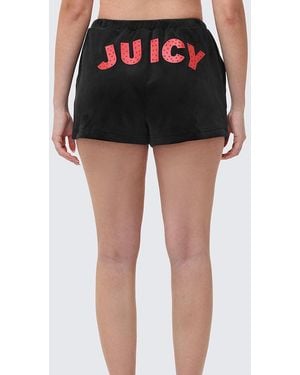 Juicy Couture Cherry Bling Velour Shorts - Black