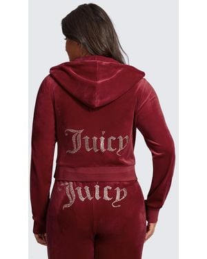Juicy Couture Plus-Size Og Big Bling Velour Hoodie - Red