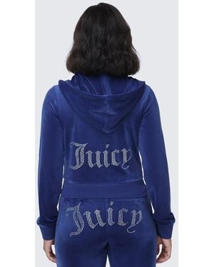 Juicy Couture Og Big Bling Velour Hoodie - Blue