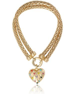 Juicy Couture Double Chain Heart Padlock Bracelet - Metallic