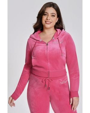 Juicy Couture Plus-Size Angel Couture Big Bling Velour Hoodie - Pink