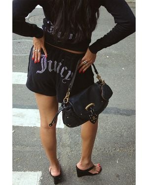 Juicy Couture Big Bling Washed Terry Shorts - Black