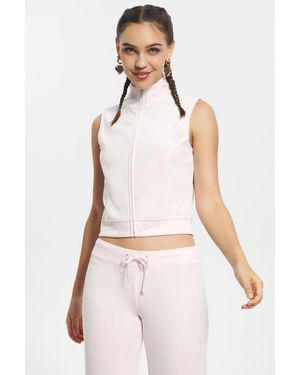 Juicy Couture Mockneck Cotton Velour Zip-Up Vest - Pink