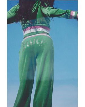 Juicy Couture Heritage Stripe Bling Velour Track Pants - Blue