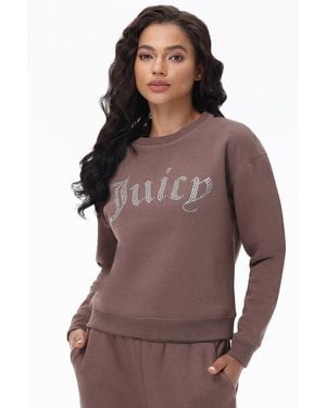 Juicy Couture Big Bling Fleece Crewneck Pullover - Purple