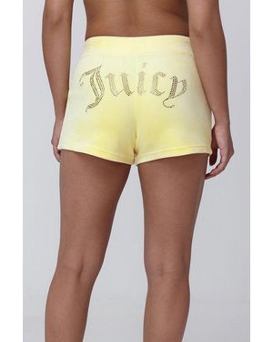 Juicy Couture Big Bling Velour Track Shorts - Yellow