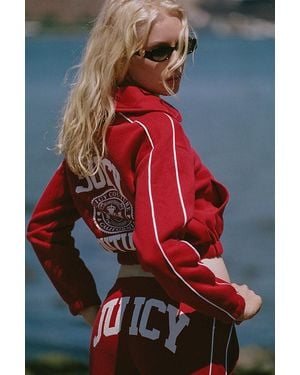 Juicy Couture Scottie Fleece Quarter Zip Sweatshirt - Red