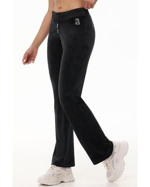 Juicy Couture Custom Initial Og Big Bling Velour Track Pants - Black