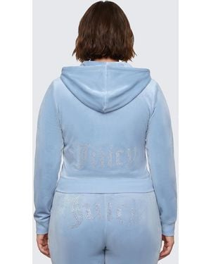 Juicy Couture Plus-Size Og Big Bling Velour Hoodie - Blue