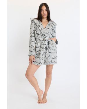 Juicy Couture Hooded Luxe Plush Robe - Gray
