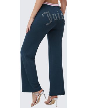 Juicy Couture Big Bling Wide Leg Pants - Blue