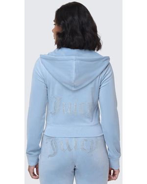 Juicy Couture Og Big Bling Velour Hoodie - Blue