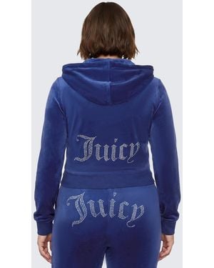 Juicy Couture Plus-Size Og Big Bling Velour Hoodie - Blue