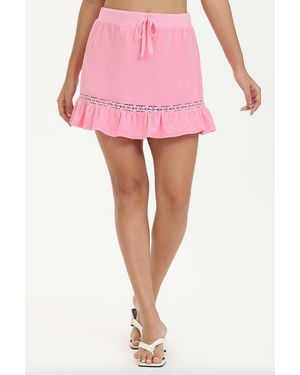 Juicy Couture Towel Terry Mini Skirt With Lace Trim - Pink