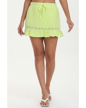 Juicy Couture Towel Terry Mini Skirt With Lace Trim - Yellow