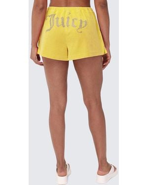 Juicy Couture Big Bling Washed Terry Shorts - Yellow