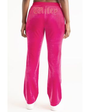 Juicy Couture Wifey Customizable Big Bling Velour Track Pants - Pink