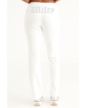 Juicy Couture Wifey Customizable Big Bling Velour Track Pants - White