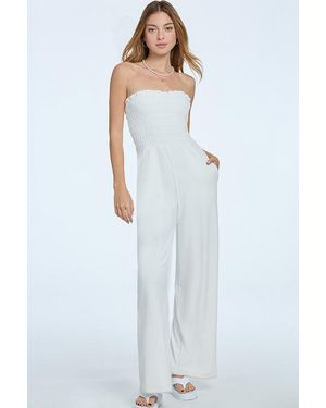 Juicy Couture Smocked Velour Jumpsuit - White