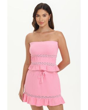 Juicy Couture Towel Terry Lace Trim Tube Top - Pink