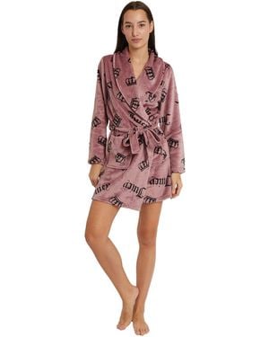 Juicy Couture Shawl Collar Plush Robe - Red