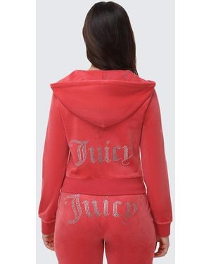 Juicy Couture Og Big Bling Velour Hoodie - Red