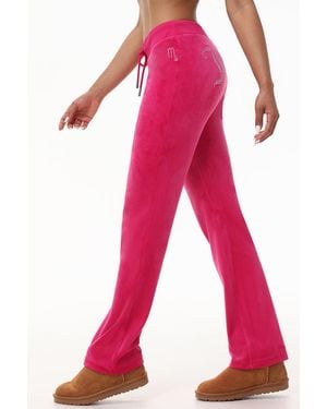 Juicy Couture Custom Zodiac Og Big Bling Velour Track Pants - Red
