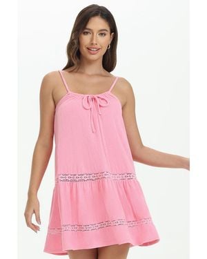 Juicy Couture Towel Terry Lace Trim Tiered Dress - Pink