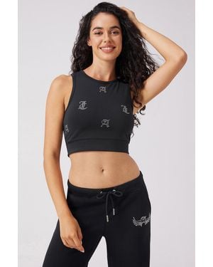 Juicy Couture Angel Couture All Over Small Bling Crop Tank - Black