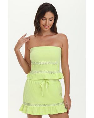 Juicy Couture Towel Terry Lace Trim Tube Top - Green