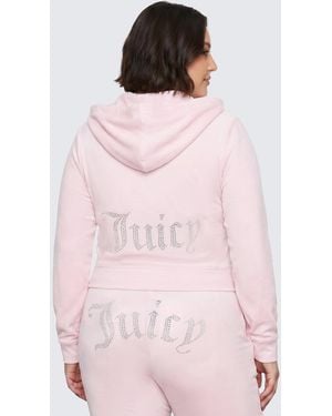 Juicy Couture Plus-Size Og Big Bling Velour Hoodie - Pink