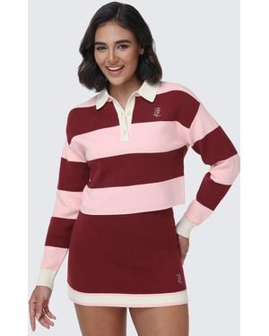 Juicy Couture Small Bling Knit Cropped Polo - Red